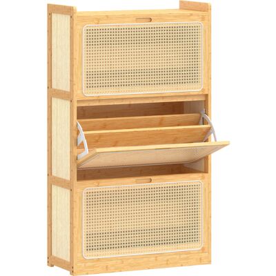 HOMCOM Meuble à chaussures 14 paires, armoire à chaussures 3 tiroirs rabattables, étagères réglables 69x29x119,8cm bois naturel - Publicité HOMCOM Meuble à chaussures 14 paires, armoire à chaussures 3 tiroirs rabattables, étagères réglables 69x29x119,8cm bois naturel - Publicité