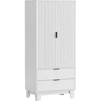 HOMCOM Armoire chambre penderie avec 2 portes à fermeture douce, 2 tiroirs et barre de suspension, 80x50x180cm, blanc - Publicité HOMCOM Armoire chambre penderie avec 2 portes à fermeture douce, 2 tiroirs et barre de suspension, 80x50x180cm, blanc - Publicité