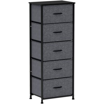 HOMCOM Commode 5 tiroirs meuble de rangement tiroir en tissu pliant - structure acier noir - 45 x 30 x 116 cm gris foncé - Publicité HOMCOM Commode 5 tiroirs meuble de rangement tiroir en tissu pliant - structure acier noir - 45 x 30 x 116 cm gris foncé - Publicité