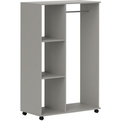 HOMCOM Armoire penderie meuble de rangement mobile 4 roulettes avec tringle à vêtements et étagères ouvertes, gris - Publicité HOMCOM Armoire penderie meuble de rangement mobile 4 roulettes avec tringle à vêtements et étagères ouvertes, gris - Publicité