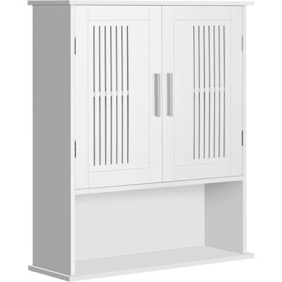 kleankin Armoire murale, meuble salle de bain avec étagère réglable, double porte et étagère ouverte, 60 x 20 x 70 cm, blanc - Publicité kleankin Armoire murale, meuble salle de bain avec étagère réglable, double porte et étagère ouverte, 60 x 20 x 70 cm, blanc - Publicité