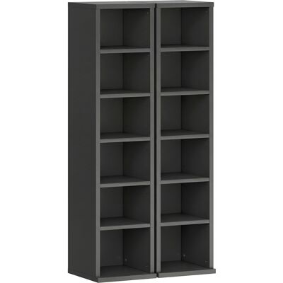 HOMCOM Lot de 2 étagères colonnes armoire de rangement CD-DVD 12 compartiments 21 x 22,5 x 88,5 cm capacité 204 CD noir - Publicité HOMCOM Lot de 2 étagères colonnes armoire de rangement CD-DVD 12 compartiments 21 x 22,5 x 88,5 cm capacité 204 CD noir - Publicité