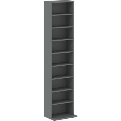 HOMCOM Rangements pour CD et DVD 9 compartiments et 6 étagères réglables capacité max. 260 CD/120 DVD 33 x 24 x 140 cm gris - Publicité HOMCOM Rangements pour CD et DVD 9 compartiments et 6 étagères réglables capacité max. 260 CD/120 DVD 33 x 24 x 140 cm gris - Publicité