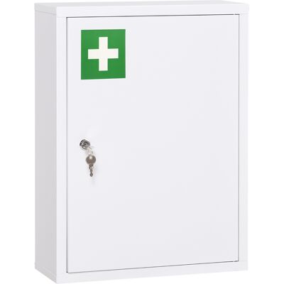 kleankin Armoire à pharmacie murale en acier, armoire à médicaments à 3 niveaux porte verrouillable 2 clés, 40x15x53,5cm, blanc - Publicité kleankin Armoire à pharmacie murale en acier, armoire à médicaments à 3 niveaux porte verrouillable 2 clés, 40x15x53,5cm, blanc - Publicité