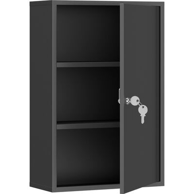 kleankin Armoire à Pharmacie 2 Étagères 3 Niveaux Verrouillable, Dim. 40L x 18l x 60H cm, 2 Clés, Métal, Noir - Publicité kleankin Armoire à Pharmacie 2 Étagères 3 Niveaux Verrouillable, Dim. 40L x 18l x 60H cm, 2 Clés, Métal, Noir - Publicité