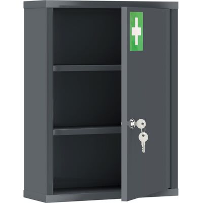 kleankin Armoire à pharmacie murale en acier, armoire à médicaments à 3 niveaux porte verrouillable 2 clés, 40x15x53,5cm, gris - Publicité kleankin Armoire à pharmacie murale en acier, armoire à médicaments à 3 niveaux porte verrouillable 2 clés, 40x15x53,5cm, gris - Publicité