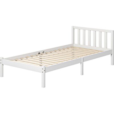 HOMCOM Cadre de lit simple, tête de lit & sommier à lattes, 26 cm d'espace sous le lit, bois de pin, 208x96x70 cm, Blanc - Publicité HOMCOM Cadre de lit simple, tête de lit & sommier à lattes, 26 cm d'espace sous le lit, bois de pin, 208x96x70 cm, Blanc - Publicité