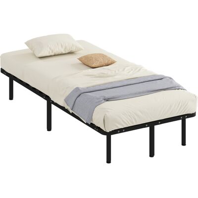 HOMCOM Cadre de lit industriel 28 lattes avec espace de rangement, en bois et acier, 190x90x31 cm, Noir et bois - Publicité HOMCOM Cadre de lit industriel 28 lattes avec espace de rangement, en bois et acier, 190x90x31 cm, Noir et bois - Publicité