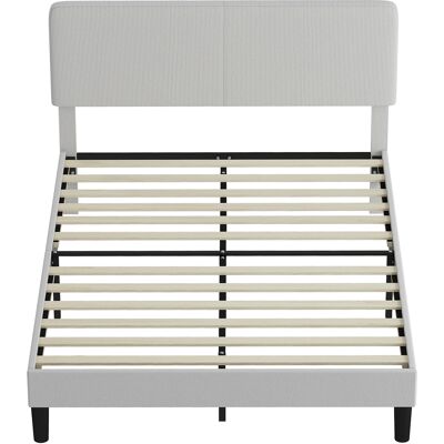 HOMCOM Structure de lit 140x200 cm avec tête de lit rembourrée réglable en hauteur et lattes, velours côtelé, Gris - Publicité HOMCOM Structure de lit 140x200 cm avec tête de lit rembourrée réglable en hauteur et lattes, velours côtelé, Gris - Publicité
