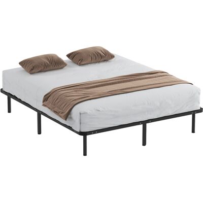 HOMCOM Cadre de lit 160 x 190 cm, lit 2 personnes en bois massif avec sommier à lattes et pied, rangement au-dessous, noir - Publicité HOMCOM Cadre de lit 160 x 190 cm, lit 2 personnes en bois massif avec sommier à lattes et pied, rangement au-dessous, noir - Publicité