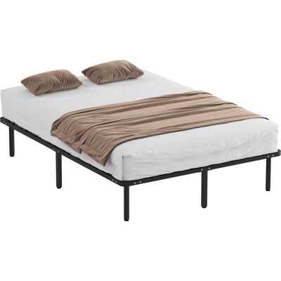 HOMCOM Cadre de lit 160 x 200 cm, lit 2 personnes avec sommier à lattes en bois massif et pied, avec rangement au-dessous, noir - Publicité HOMCOM Cadre de lit 160 x 200 cm, lit 2 personnes avec sommier à lattes en bois massif et pied, avec rangement au-dessous, noir - Publicité