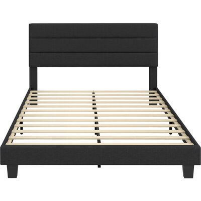 HOMCOM Lit Double 164 x 208 cm en Tissu Effet Lin avec Tête de Lit Réglable, Noir - Publicité HOMCOM Lit Double 164 x 208 cm en Tissu Effet Lin avec Tête de Lit Réglable, Noir - Publicité