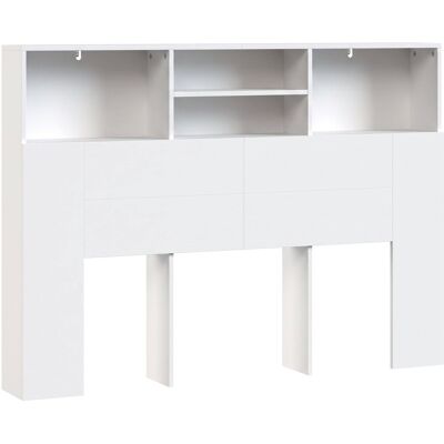HOMCOM Tête de lit 140 cm avec rangement Tête de lit avec 4 compartiments ouverts pour chambre Blanc - Publicité HOMCOM Tête de lit 140 cm avec rangement Tête de lit avec 4 compartiments ouverts pour chambre Blanc - Publicité