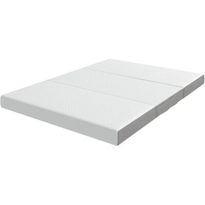 HOMCOM Matelas Pliant en 3 Parties, 140x190x15cm, Matelas d'Appoint en Mousse à Mémoire de Forme au Gel, Blanc - Publicité HOMCOM Matelas Pliant en 3 Parties, 140x190x15cm, Matelas d'Appoint en Mousse à Mémoire de Forme au Gel, Blanc - Publicité
