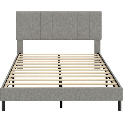 HOMCOM Cadre de Lit 140 x 190 cm avec Sommier et Tête Réglable, Lit Double Rembourré en Lin, Rangement au-dessous, Gris - Publicité HOMCOM Cadre de Lit 140 x 190 cm avec Sommier et Tête Réglable, Lit Double Rembourré en Lin, Rangement au-dessous, Gris - Publicité