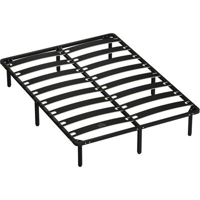 HOMCOM Cadre de lit 140 x 190 cm, lit 2 personnes avec sommier à lattes en bois massif et pied, avec rangement au-dessous, noir - Publicité HOMCOM Cadre de lit 140 x 190 cm, lit 2 personnes avec sommier à lattes en bois massif et pied, avec rangement au-dessous, noir - Publicité