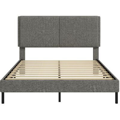 HOMCOM Cadre de Lit 140 x 190 cm avec Sommier et Tête Réglable, Lit Double Rembourré en Lin, Rangement au-dessous, Gris - Publicité HOMCOM Cadre de Lit 140 x 190 cm avec Sommier et Tête Réglable, Lit Double Rembourré en Lin, Rangement au-dessous, Gris - Publicité