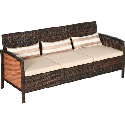 Outsunny Canapé de jardin en rotin 3 places - Canapé de jardin - Publicité Outsunny Canapé de jardin en rotin 3 places - Canapé de jardin - Publicité