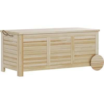 Outsunny Coffre de rangement extérieur, malle de rangement en bois, 185L, avec roulettes et bâche, 110 x 50 x 50 cm, bois naturel - Publicité Outsunny Coffre de rangement extérieur, malle de rangement en bois, 185L, avec roulettes et bâche, 110 x 50 x 50 cm, bois naturel - Publicité
