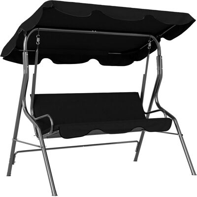 Outsunny Balancelle de Jardin 3 Places Toit imperméabilisé Inclinaison réglable Coussins Assise Dossier Noir - Publicité Outsunny Balancelle de Jardin 3 Places Toit imperméabilisé Inclinaison réglable Coussins Assise Dossier Noir - Publicité