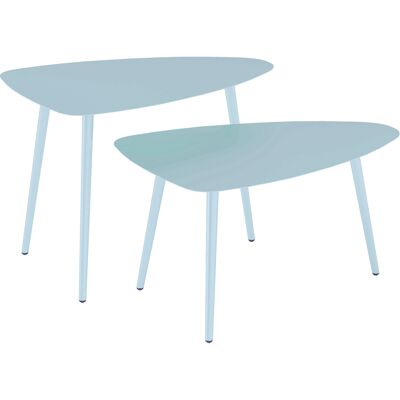Outsunny - Ensemble de nestings - Bleu - Châssis en acier - Tables gigognes extérieures - Publicité Outsunny - Ensemble de nestings - Bleu - Châssis en acier - Tables gigognes extérieures - Publicité