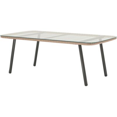 Table de jardin Outsunny avec plateau en verre trempé 5 mm - Cadre en acier extérieur - Publicité Table de jardin Outsunny avec plateau en verre trempé 5 mm - Cadre en acier extérieur - Publicité