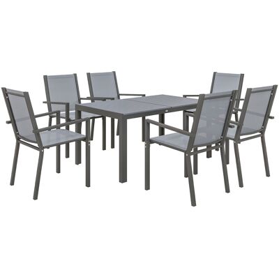 Ensemble de Salle à Manger de Jardin Outsunny pour 6 - Cadres en Acier, Style Rustique - Publicité Ensemble de Salle à Manger de Jardin Outsunny pour 6 - Cadres en Acier, Style Rustique - Publicité
