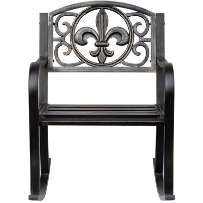 Chaise berçante ancienne en métal bronze pour jardin - Publicité Chaise berçante ancienne en métal bronze pour jardin - Publicité