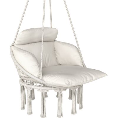 Fauteuil suspendu Outsunny crème avec grand coussin confortable - Publicité Fauteuil suspendu Outsunny crème avec grand coussin confortable - Publicité