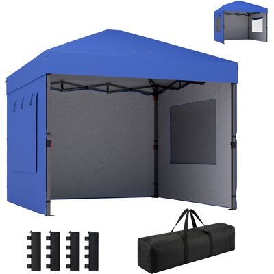 Outsunny Tonnelle pliante Pop-up 3x3 m avec 3 parois, 2 fenêtres, Hauteur réglable, UPF50+, Sac de transport et sacs de sable, Bleu - Publicité Outsunny Tonnelle pliante Pop-up 3x3 m avec 3 parois, 2 fenêtres, Hauteur réglable, UPF50+, Sac de transport et sacs de sable, Bleu - Publicité