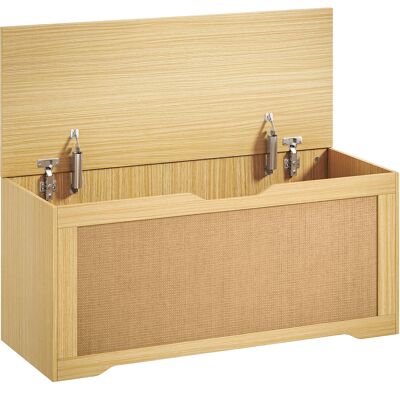 HOMCOM Coffre de Rangement en Rotin 136L, Banc Coffre avec Couvercle Relevable et 2 Charnières de Sécurité, Chêne - Publicité HOMCOM Coffre de Rangement en Rotin 136L, Banc Coffre avec Couvercle Relevable et 2 Charnières de Sécurité, Chêne - Publicité