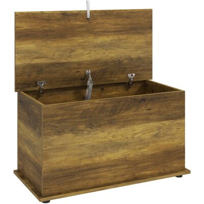 HOMCOM Coffre de Rangement, Banc de Rangement avec Couvercle Rabattable et Charnières de Sécurité, 80 x 40 x 45 cm, Marron - Publicité HOMCOM Coffre de Rangement, Banc de Rangement avec Couvercle Rabattable et Charnières de Sécurité, 80 x 40 x 45 cm, Marron - Publicité
