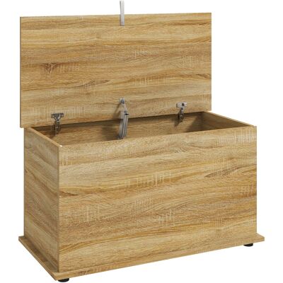 HOMCOM Coffre de Rangement, Banc de Rangement avec Couvercle Rabattable et Charnières de Sécurité, 80 x 40 x 45 cm, Naturel - Publicité HOMCOM Coffre de Rangement, Banc de Rangement avec Couvercle Rabattable et Charnières de Sécurité, 80 x 40 x 45 cm, Naturel - Publicité