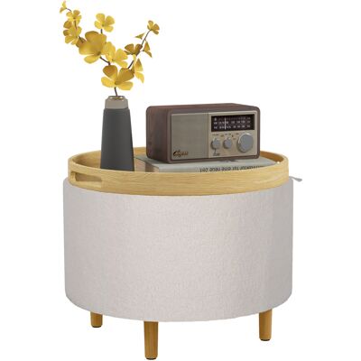 HOMCOM Repose-Pieds Pouf, Peluche Teddy, Espace de Rangement Caché, Couvercle Réversible, 56 cm x 56 cm x 42 cm, Blanc - Publicité HOMCOM Repose-Pieds Pouf, Peluche Teddy, Espace de Rangement Caché, Couvercle Réversible, 56 cm x 56 cm x 42 cm, Blanc - Publicité
