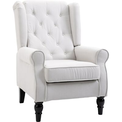 HOMCOM Fauteuil Crème Capitonné - Style Relaxation Vintage - Publicité HOMCOM Fauteuil Crème Capitonné - Style Relaxation Vintage - Publicité