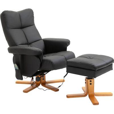 Fauteuil Relax Massagesel HOMCOM avec Repose-Pieds - Inclinaison 145° - Noir - Publicité Fauteuil Relax Massagesel HOMCOM avec Repose-Pieds - Inclinaison 145° - Noir - Publicité