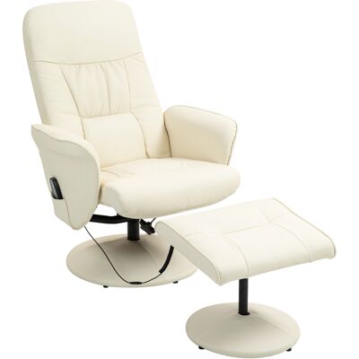 HOMCOM Fauteuil de massage avec repose-pieds, Chaise ergonomique avec 10 points de vibrations, Similicuir, 76 x 81 x 105 cm, Blanc crème - Publicité HOMCOM Fauteuil de massage avec repose-pieds, Chaise ergonomique avec 10 points de vibrations, Similicuir, 76 x 81 x 105 cm, Blanc crème - Publicité