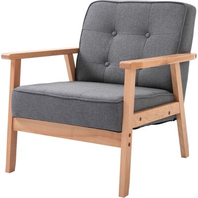 HOMCOM Fauteuil Monoplace Fauteuil de Salon en Tissu avec Accoudoirs Cadre en Bois Lin Gris 64,5 x 70 x 74 cm - Publicité HOMCOM Fauteuil Monoplace Fauteuil de Salon en Tissu avec Accoudoirs Cadre en Bois Lin Gris 64,5 x 70 x 74 cm - Publicité