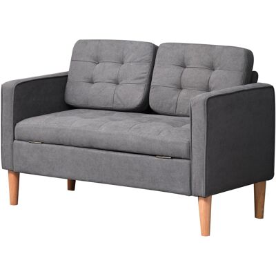 HOMCOM Canapé 2 Places, Canapé avec Rangement, Pieds en Bois, Canapé Rembourré en Imitation Velours pour Salon, Chambre à Coucher, 117x62x78cm, Gris - Publicité HOMCOM Canapé 2 Places, Canapé avec Rangement, Pieds en Bois, Canapé Rembourré en Imitation Velours pour Salon, Chambre à Coucher, 117x62x78cm, Gris - Publicité