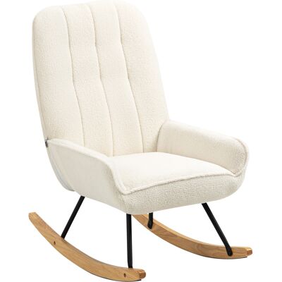 Chaise à bascule HOMCOM en polaire crème - Siège confortable - 150kg support - Publicité Chaise à bascule HOMCOM en polaire crème - Siège confortable - 150kg support - Publicité