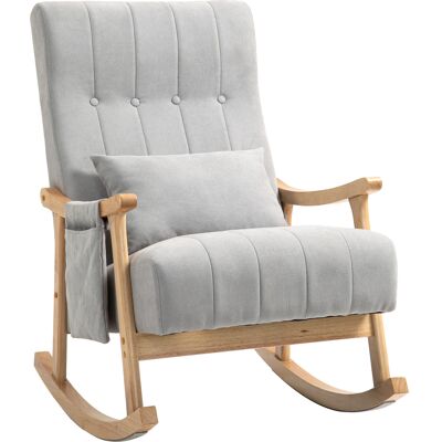 HOMCOM Chaise à Bascule avec Coussin Lombaire, Assise Large, Cadre en Bois de hêtre, jusqu'à 120 kg, Gris - Publicité HOMCOM Chaise à Bascule avec Coussin Lombaire, Assise Large, Cadre en Bois de hêtre, jusqu'à 120 kg, Gris - Publicité