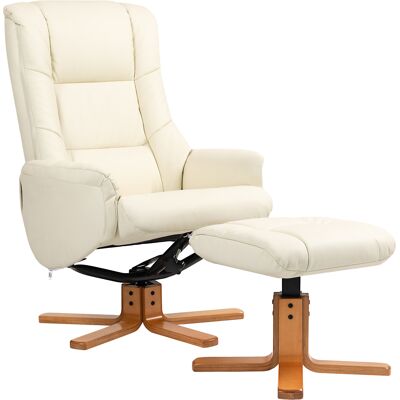 HOMCOM Fauteuil inclinable avec repose-pieds, revêtement en similicuir, jusqu'à 150 kg, 71 x 84 x 102 cm, Crème - Publicité HOMCOM Fauteuil inclinable avec repose-pieds, revêtement en similicuir, jusqu'à 150 kg, 71 x 84 x 102 cm, Crème - Publicité