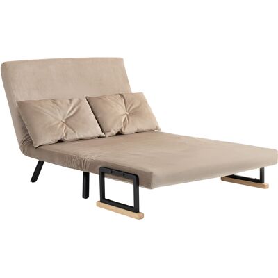 HOMCOM Fauteuil convertible, lit d'appoint, accoudoirs en bois, cadre métallique, jusqu'à 120 kg, 102x73x81cm, Marron clair - Publicité HOMCOM Fauteuil convertible, lit d'appoint, accoudoirs en bois, cadre métallique, jusqu'à 120 kg, 102x73x81cm, Marron clair - Publicité