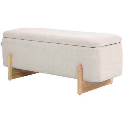 HOMCOM Tabouret avec espace de rangement, banc rembourré en mousse, imitation lin, 111 x 44 x 44,5 cm, Crème - Publicité HOMCOM Tabouret avec espace de rangement, banc rembourré en mousse, imitation lin, 111 x 44 x 44,5 cm, Crème - Publicité