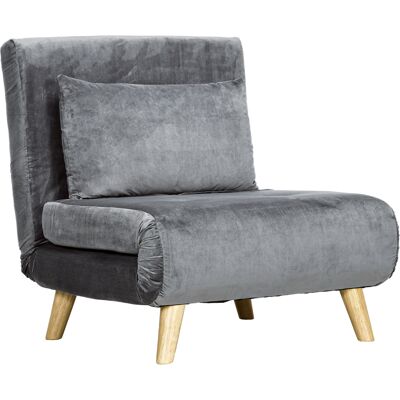 Canapé-lit en velours gris HOMCOM avec dossier réglable - Convertible sofa - Publicité Canapé-lit en velours gris HOMCOM avec dossier réglable - Convertible sofa - Publicité