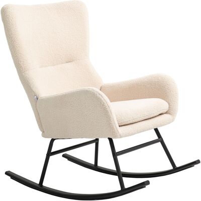 HOMCOM Fauteuil à bascule, chaise à bascule, avec assise de 10 cm d'épaisseur, pieds incurvés en acier, beige et noir - Publicité HOMCOM Fauteuil à bascule, chaise à bascule, avec assise de 10 cm d'épaisseur, pieds incurvés en acier, beige et noir - Publicité