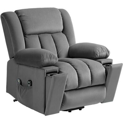 HOMCOM Fauteuil de montée électrique, Tissu doux et velouté, Ports USB - Publicité HOMCOM Fauteuil de montée électrique, Tissu doux et velouté, Ports USB - Publicité