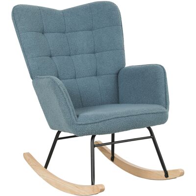 HOMCOM Fauteuil à Bascule, forme ergonomique, patins en bois massif, capacité 120 kg, Bleu clair - Publicité HOMCOM Fauteuil à Bascule, forme ergonomique, patins en bois massif, capacité 120 kg, Bleu clair - Publicité