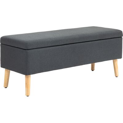 HOMCOM Banc rembourré avec espace de rangement, banquette-lit en lin, bois de caoutchouc, 110 x 39 x 45 cm, Gris foncé - Publicité HOMCOM Banc rembourré avec espace de rangement, banquette-lit en lin, bois de caoutchouc, 110 x 39 x 45 cm, Gris foncé - Publicité