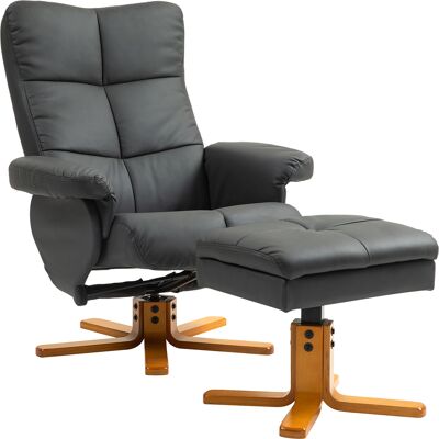 HOMCOM Fauteuil inclinable avec repose-pieds, dossier inclinable à 145°, pivotant à 360°, similicuir, Gris foncé - Publicité HOMCOM Fauteuil inclinable avec repose-pieds, dossier inclinable à 145°, pivotant à 360°, similicuir, Gris foncé - Publicité